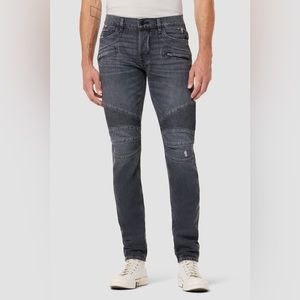 Mens Hudson blinder biker V2 moto skinny jeans in kit (dark gray)